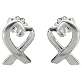 Tiffany & Co-TIFFANY & CO. Paloma Picasso 14 mm Brincos de coração amoroso em prata esterlina-Prata,Metálico