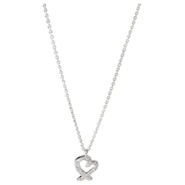 Tiffany & Co-TIFFANY & CO. Paloma Picasso Loving Heart Pendant 18K white gold  0.12 ctw-Silvery,Metallic