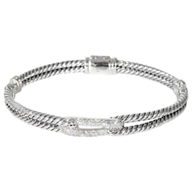David Yurman-David Yurman Labyrinth Mini Bracelete de Diamante em Prata de Lei 0.27 ctw-Prata,Metálico