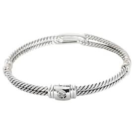 David Yurman-David Yurman Labyrinth Mini Loop Diamond Bracelet in  Sterling Silver 0.27 ctw-Silvery,Metallic