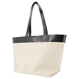 Ami-Borsa shopper East West - AMI Paris - Lino - Beige-Marrone,Beige