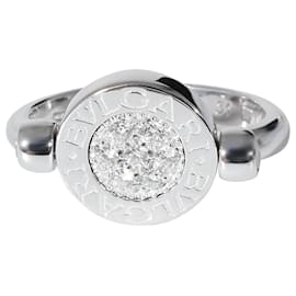 Bulgari-BVLGARI Bvlgari Bvlgari Onyx Diamond Ring in 18 KT White Gold Black 0.14-Silvery,Metallic