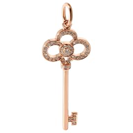 Tiffany & Co-TIFFANY & CO. Key Pendant in 18k Rose Gold 0.11 ctw-Metallic