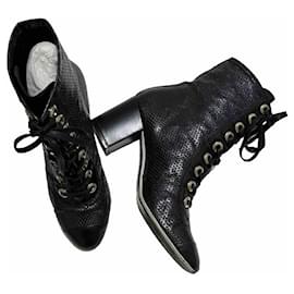 Chanel-Lace up Boots-Black