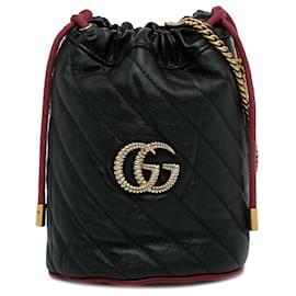 Gucci-Gucci Mini Torchon GG Marmont negro 2.0 Bolsa de cubo-Negro