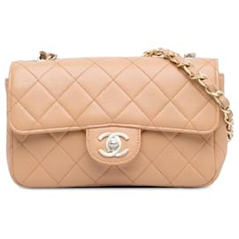 Chanel-Chanel Brown Mini Classic Rectangular Flap Bag-Brown,Beige