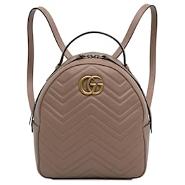 Gucci-Gucci Brown Small GG Marmont Matelasse Backpack-Brown,Beige