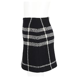 Burberry-Mini-jupe à carreaux Burberry en laine noire-Multicolore