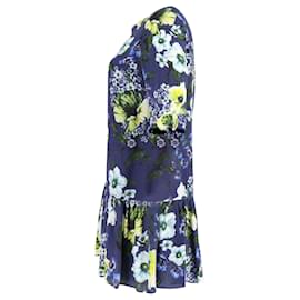 Erdem-Mini-robe à imprimé floral Erdem en soie bleue-Autre