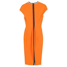 Victoria Beckham-Victoria Beckham Vestido de manga curta com decote em V em viscose laranja-Laranja