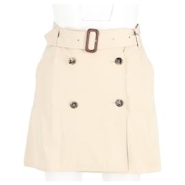 Burberry-Minigonna Burberry a portafoglio con cintura in cotone beige-Beige