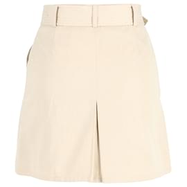 Burberry-Burberry Belted Wrap Mini Skirt in Beige Cotton-Beige