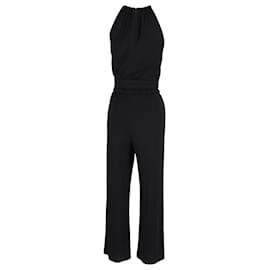 Michael Kors-Michael Kors Halter Jumpsuit With Belt in Black Cotton-Black