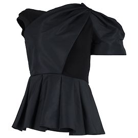 Alexander McQueen Asymmetrisches Schößchen-Top aus schwarzer Baumwolle Schwarz