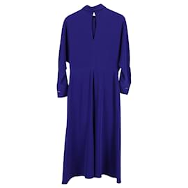 Victoria Beckham-Victoria Beckham Wrap Front Long Sleeve Cady Shirtdress In Purple Viscose-Purple