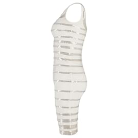Herve Leger-Herve Leger Sequined Bandage Dress in Cream Viscose-White,Cream