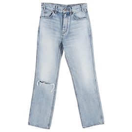Céline Celine Ripped Washed Denim Jeans in Blue Cotton Blue