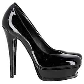 Saint Laurent-Zapatos de tacón con plataforma Curvy Saint Laurent Paris Palais en charol negro-Negro