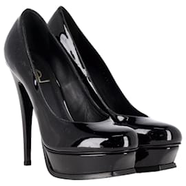 Saint Laurent-Zapatos de tacón con plataforma Curvy Saint Laurent Paris Palais en charol negro-Negro