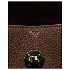 Hermès-Hermes Lindy 30 Bag in Etoupe Brown Clemence Leather-Brown