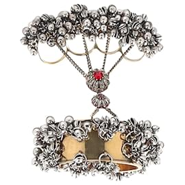 Alexander Mcqueen-Alexander McQueen Bracelet with Knuckle Rings in Gold Metal-Golden