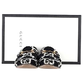 Gucci-Gucci GG Tweed Horsebit Jordaan Loafer aus schwarzer Baumwolle-Schwarz
