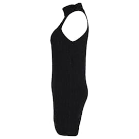 Alanui-Alanui Polar Nights Rib Knit Mini Dress in Black Alpaca-Black