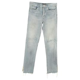 Balenciaga-Balenciaga Jeans desgastados em jeans de algodão azul claro-Azul