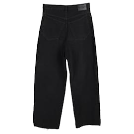 Balenciaga-Pantaloni Balenciaga a gamba larga in cotone nero-Nero