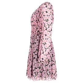 Giambattista Valli-Miniabito Giambattista Valli con vita arricciata in cotone rosa con stampa floreale-Rosa