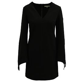 Robe Tibi à manches longues et col en V en polyester noir Noir