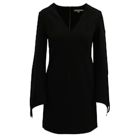 Tibi-Tibi V-Neck Long Sleeve Dress in Black Polyester-Black