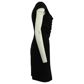 Max Mara-Max Mara Ruffle Wrap Dress in Black Wool-Black