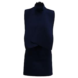 Msgm-MSGM Turtleneck Mini Dress in Navy Blue Polyester-Blue,Navy blue