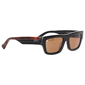 Gucci-Gucci GG1301S Sonnenbrille mit rechteckigem Rahmen aus schwarzem Acetat-Schwarz