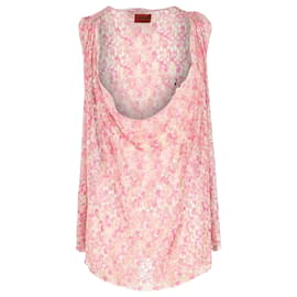Missoni-Missoni Drape Front Patterned Top aus rosa Baumwolle-Andere