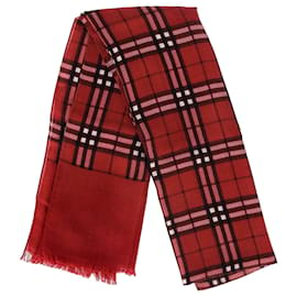 Burberry-Bufanda a cuadros Burberry en algodón rojo-Roja