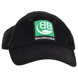 Balenciaga-Boné de beisebol com logotipo verde Balenciaga em algodão preto-Preto