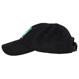 Balenciaga-Balenciaga Green Logo Baseball Cap In Black Cotton-Black