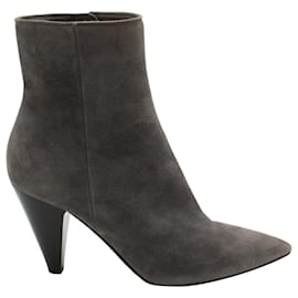 Gianvito Rossi-Gianvito Rossi Pointed Toe Ankle Boots in Grey Suede-Grey