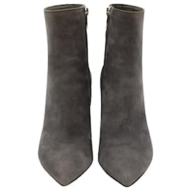 Gianvito Rossi-Gianvito Rossi Pointed Toe Ankle Boots in Grey Suede-Grey