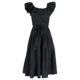 Ulla Johnson-Ulla Johnson Ruffled Dress in Black Cotton-Black