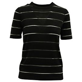 Michael Kors Burberry See Through Knit Top in Black Wool Black
