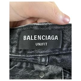 Balenciaga-Balenciaga Distressed Boot-Cut Jeans in Charcoal Denim-Grey