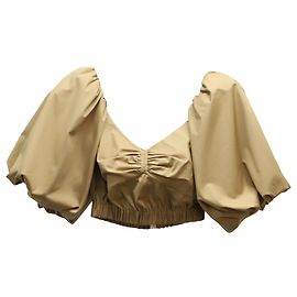 Jason Wu Top corto con mangas abullonadas en algodón caqui Verde Caqui
