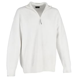 Balenciaga-Balenciaga Top Zip Sweater in White Wool-White