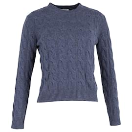 Max Mara-Max Mara Cable Knit Sweater in Blue Wool-Blue
