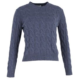 Pull en maille torsadée Max Mara en laine bleue Bleu