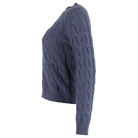 Max Mara-Max Mara Cable Knit Sweater in Blue Wool-Blue
