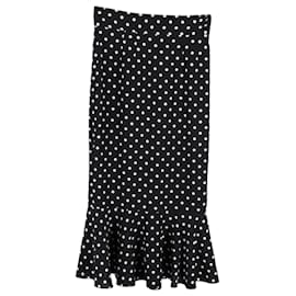 Dolce & Gabbana-Dolce & Gabbana Polka Dot Pencil Skirt in Black Silk-Black
